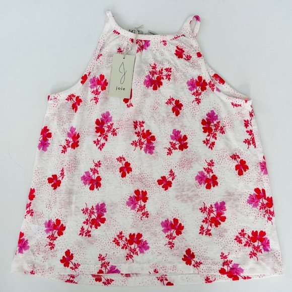 JOIE Floral Linen Tank White  / Pink - Picture 3 of 3